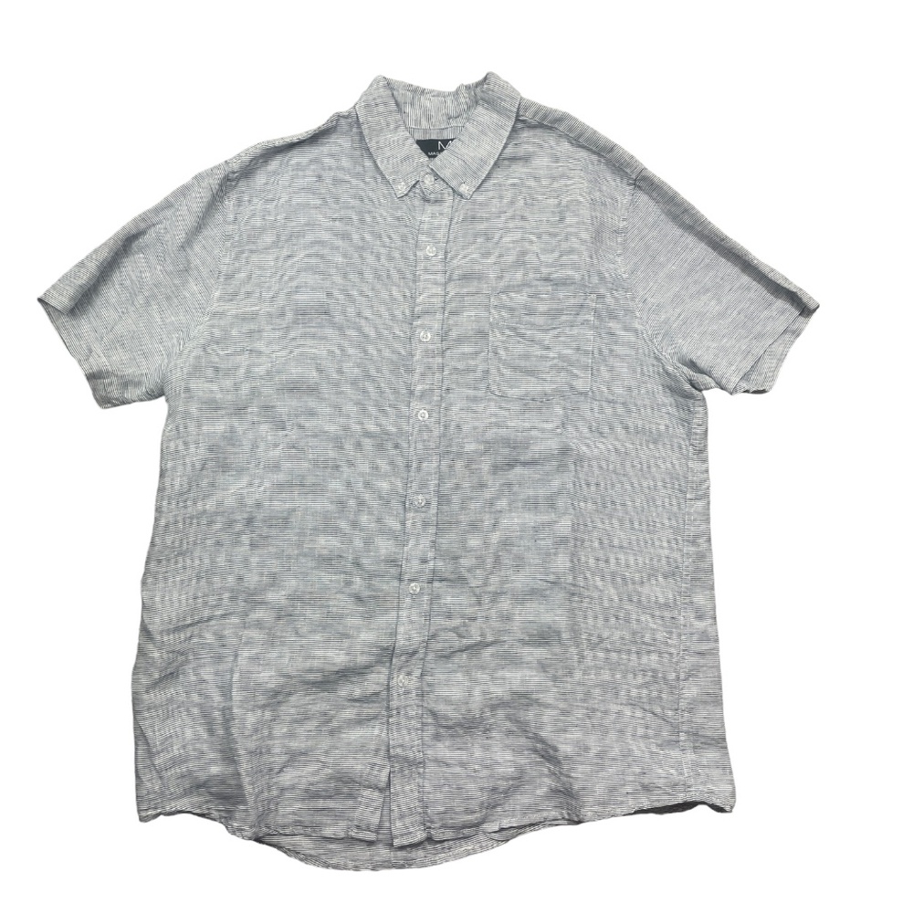 Magaschoni Large Button Down 100% Linen Men’s Short‎ sleeve Shirt